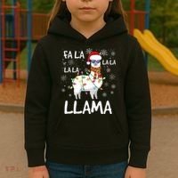 Fa La La Llama Funny Llama Christmas Kids Hoodie thumb 3