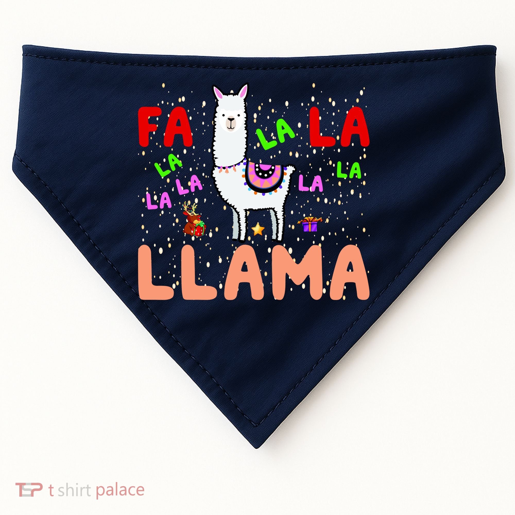 Fa La La Llama Funny Llama Christmas USA-Made Doggie Bandana
