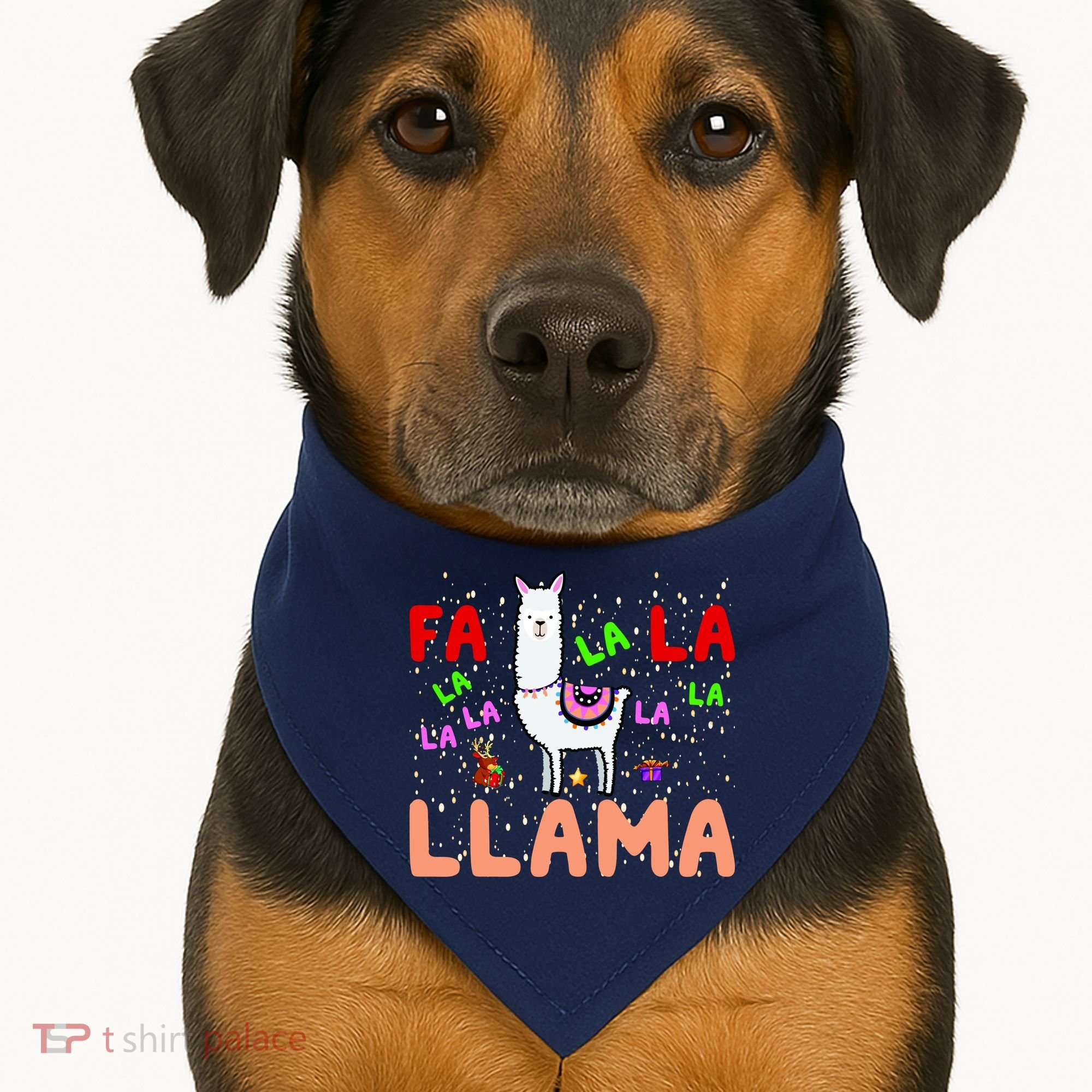 Fa La La Llama Funny Llama Christmas USA-Made Doggie Bandana