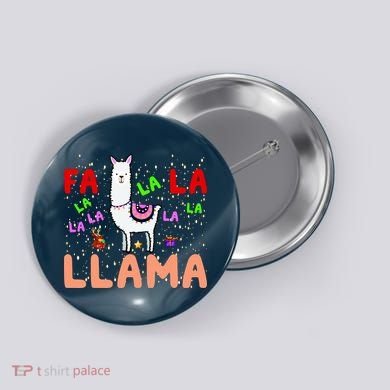 Fa La La Llama Funny Llama Christmas Button