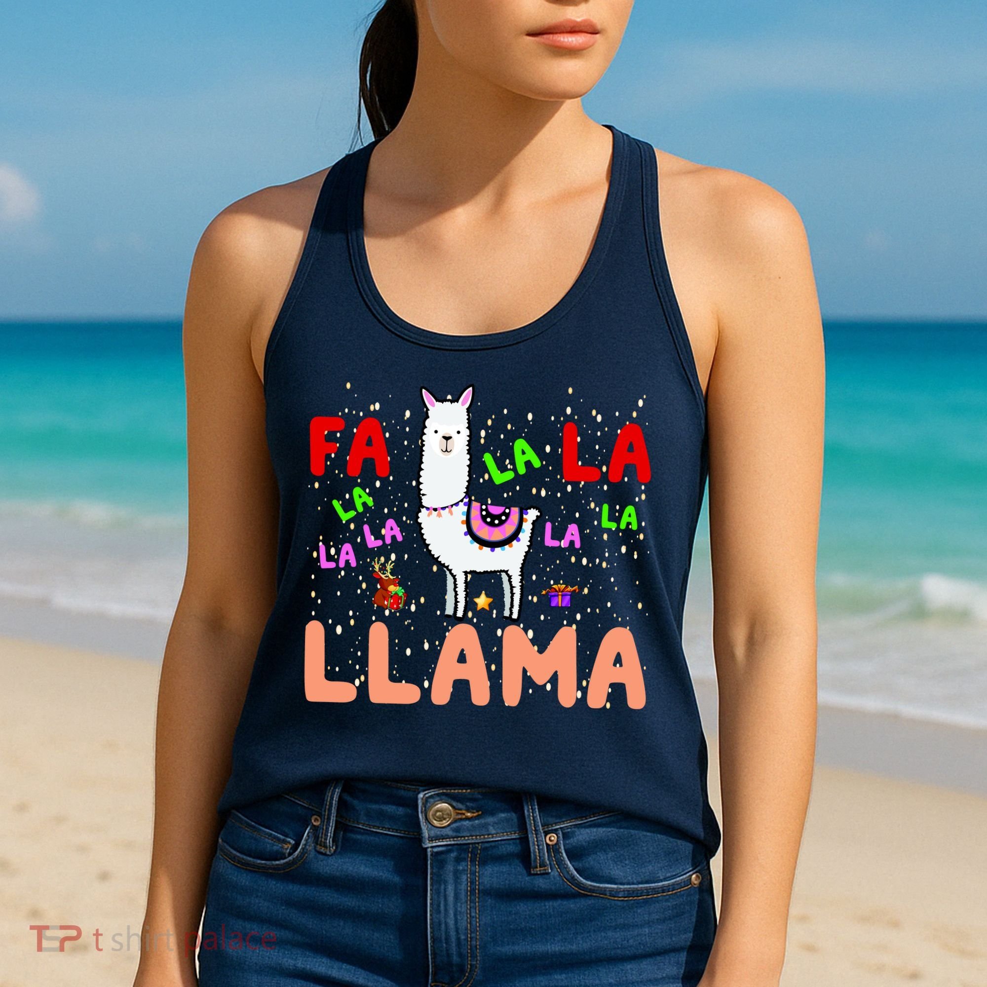 Fa La La Llama Funny Llama Christmas Women's Tank Top