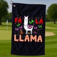 Fa La La Llama Funny Llama Christmas Golf Towel thumb 1