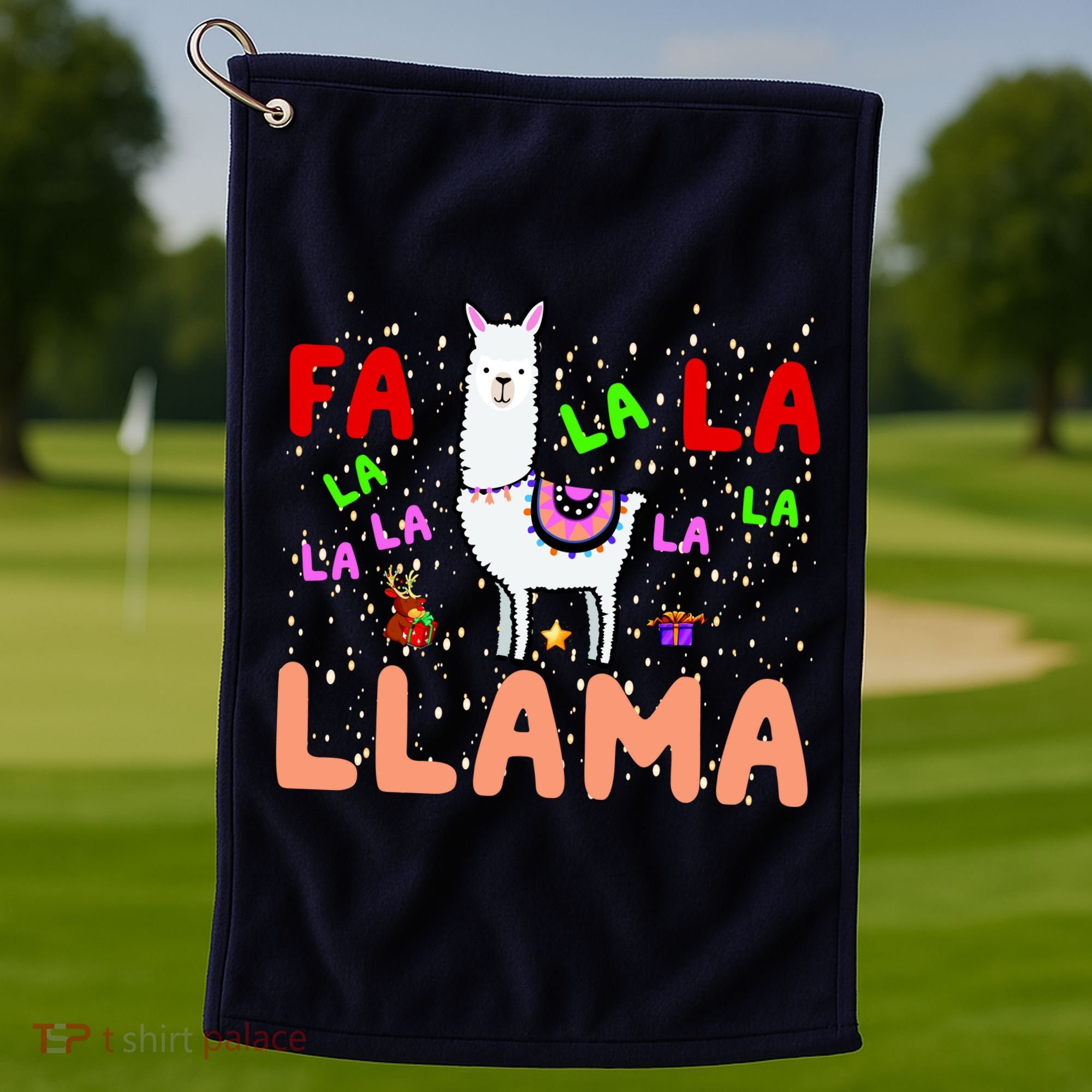 Fa La La Llama Funny Llama Christmas Golf Towel