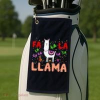Fa La La Llama Funny Llama Christmas Golf Towel thumb 2