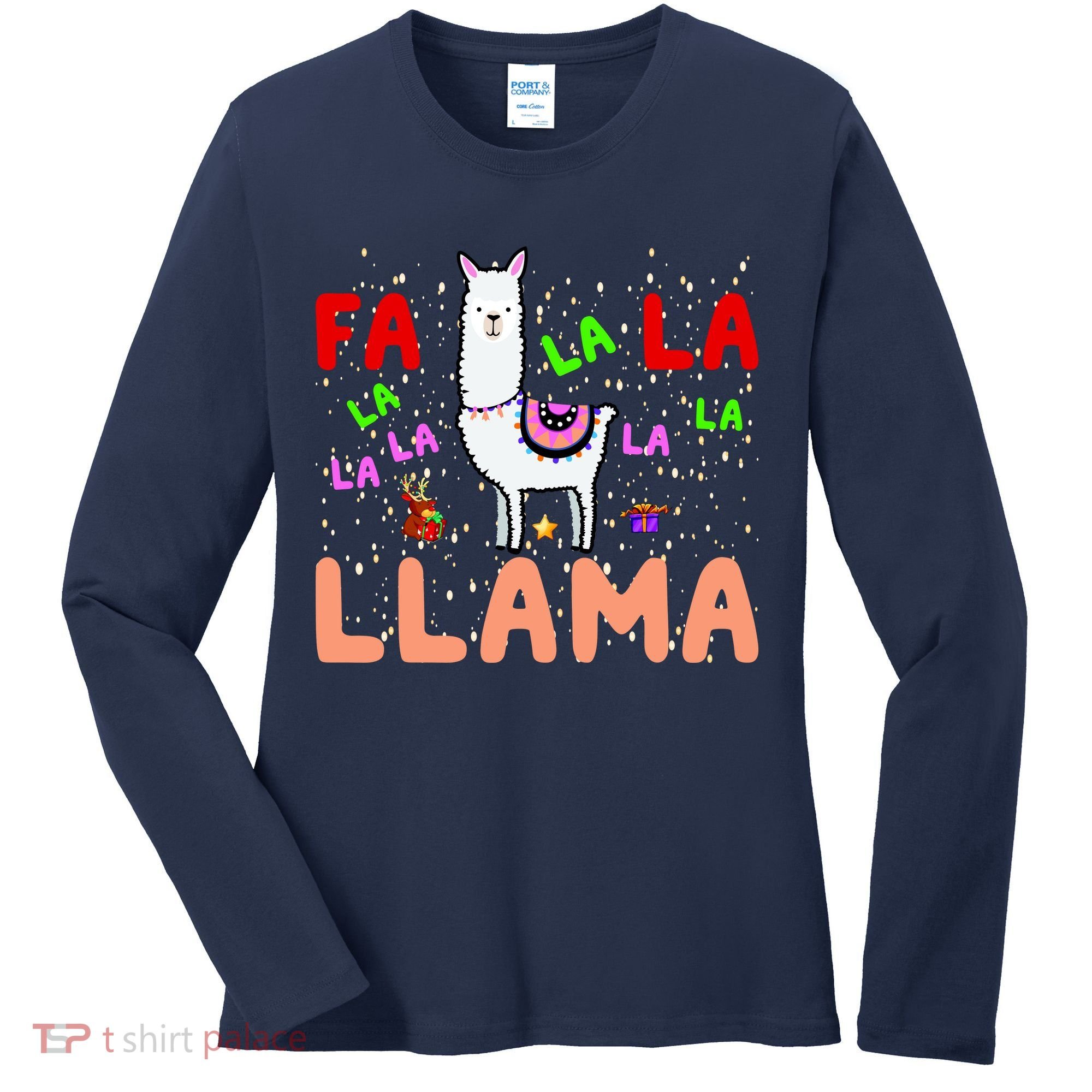 Fa La La Llama Funny Llama Christmas Women's Long Sleeve Shirt