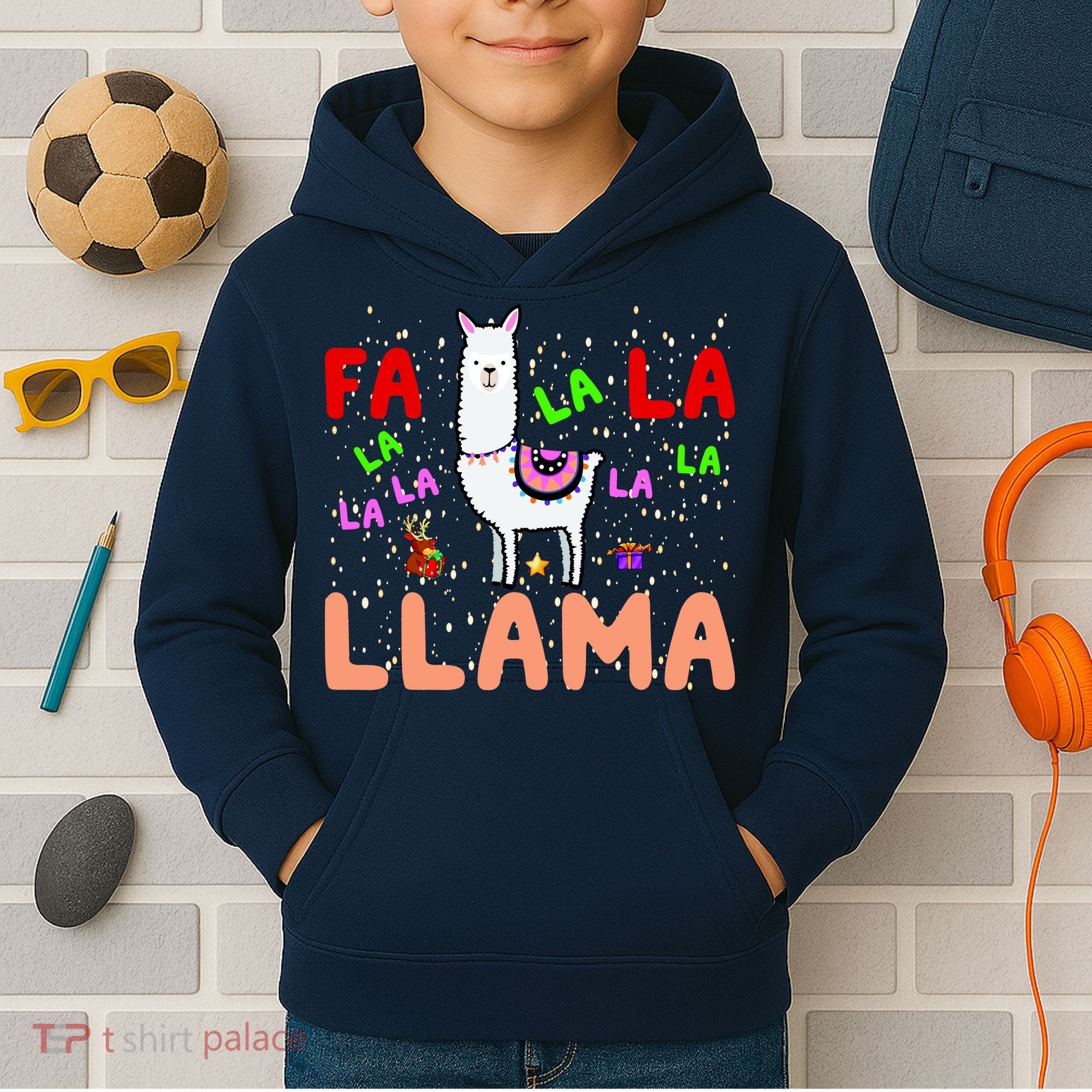 Fa La La Llama Funny Llama Christmas Kids Hoodie