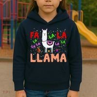 Fa La La Llama Funny Llama Christmas Kids Hoodie thumb 3