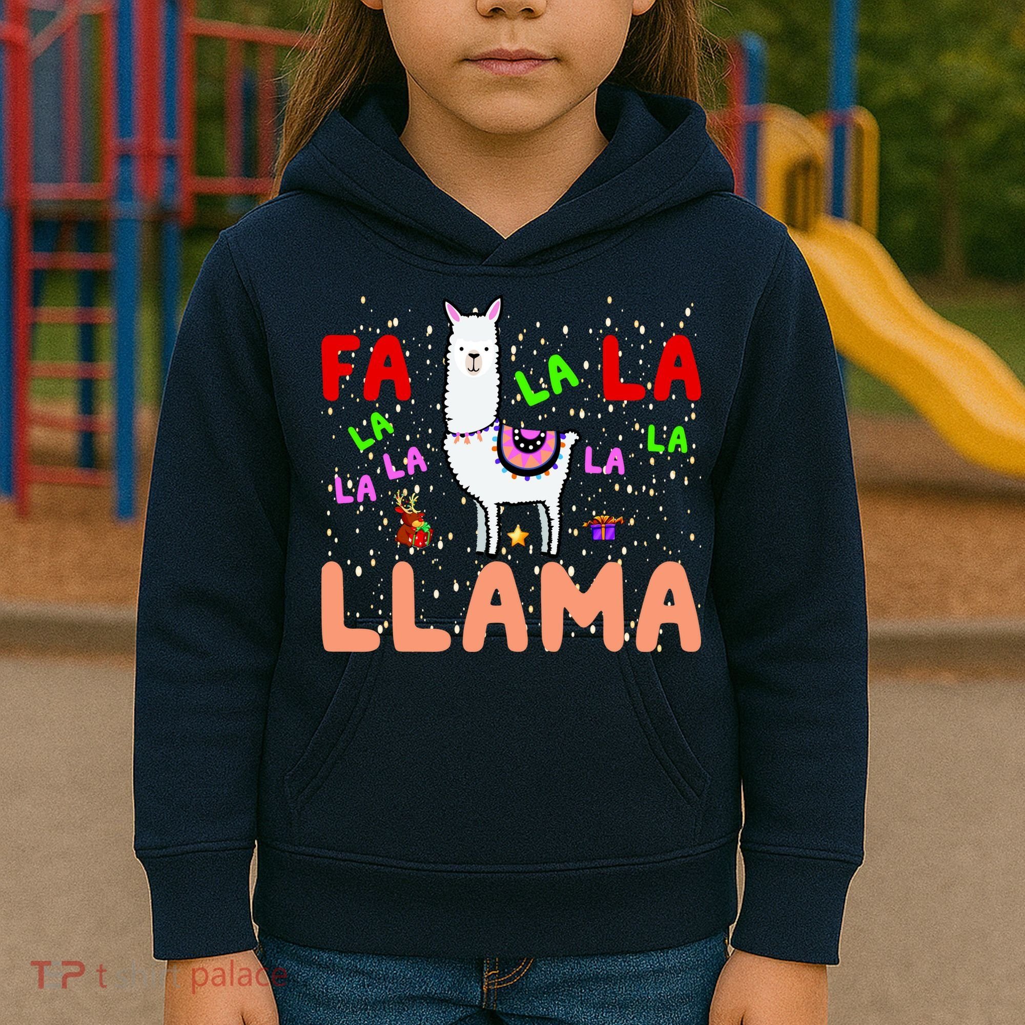 Fa La La Llama Funny Llama Christmas Kids Hoodie