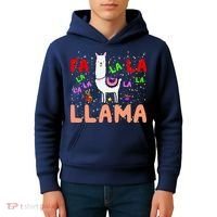 Fa La La Llama Funny Llama Christmas Kids Hoodie thumb 4