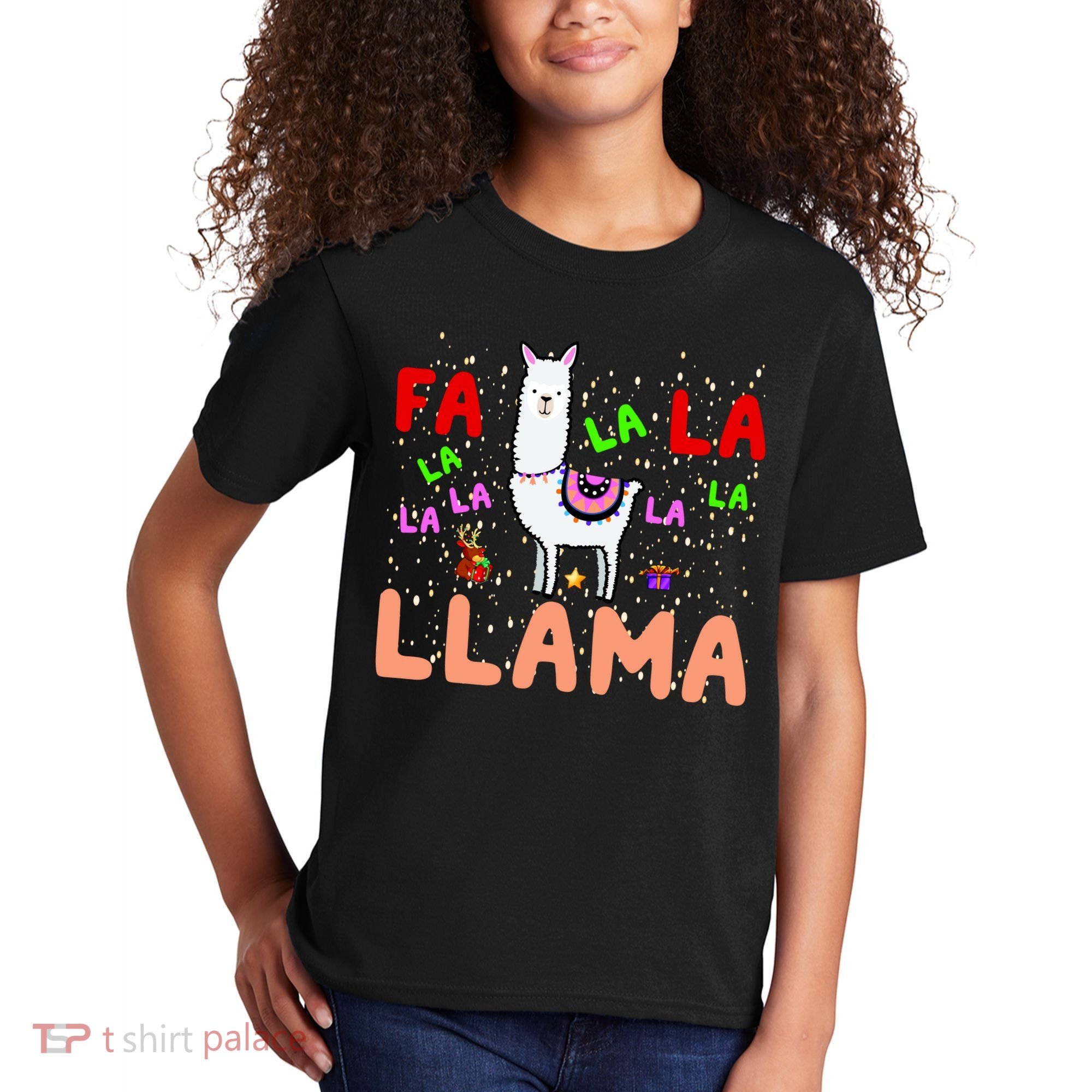 Fa La La Llama Funny Llama Christmas Kids T-Shirt