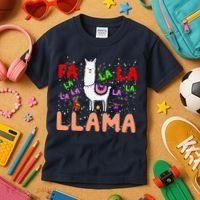 Fa La La Llama Funny Llama Christmas Kids T-Shirt thumb 3