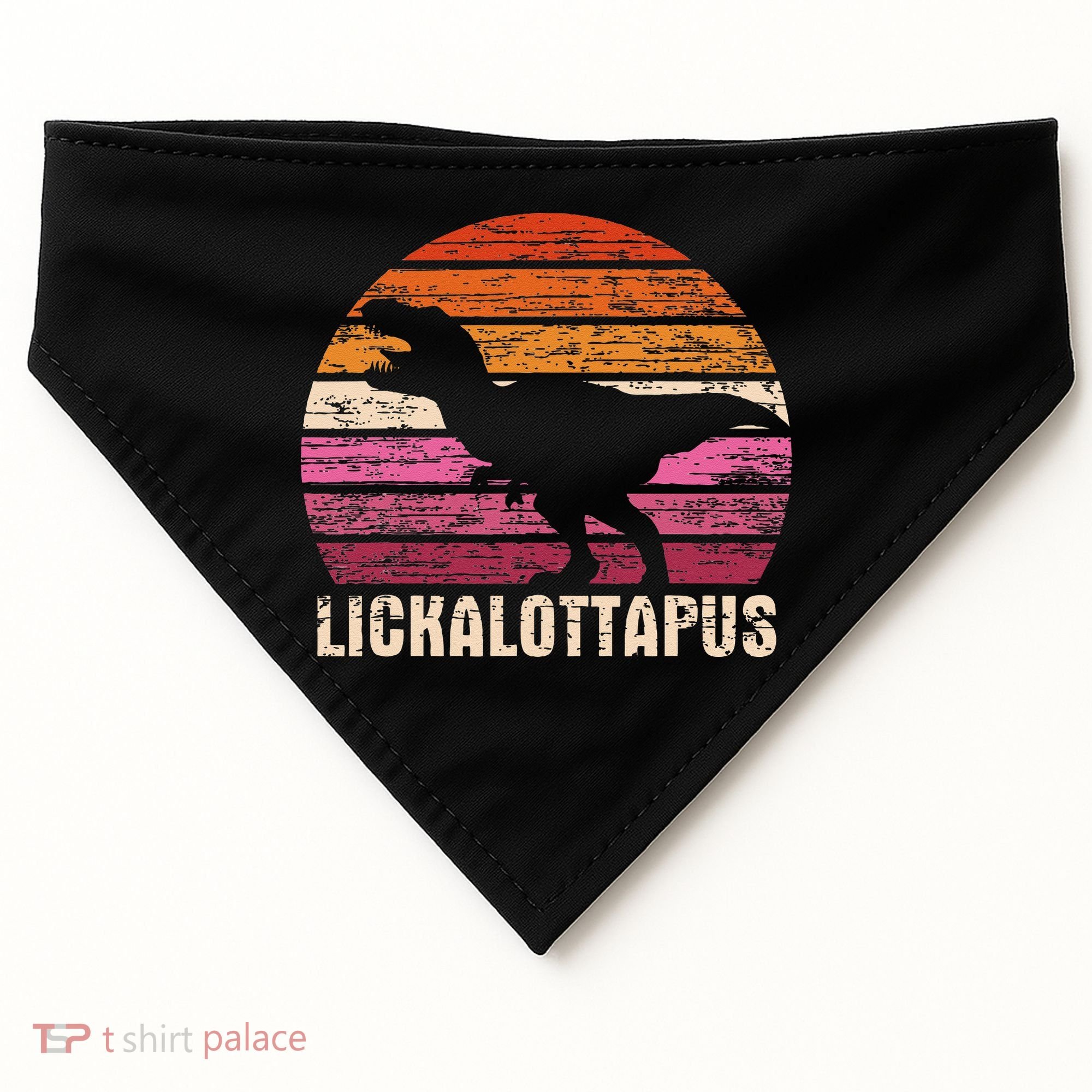 Funny Lesbian Lickalottapus Dinosaurs LGBTQ Pride Flag Retro USA-Made Doggie Bandana