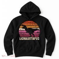 Funny Lesbian Lickalottapus Dinosaurs LGBTQ Pride Flag Retro Hoodie thumb 0