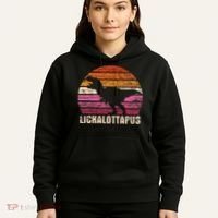 Funny Lesbian Lickalottapus Dinosaurs LGBTQ Pride Flag Retro Hoodie thumb 5