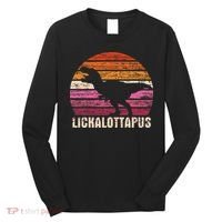 Funny Lesbian Lickalottapus Dinosaurs LGBTQ Pride Flag Retro Long Sleeve Shirt thumb 0
