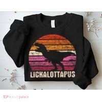 Funny Lesbian Lickalottapus Dinosaurs LGBTQ Pride Flag Retro Sweatshirt thumb 2