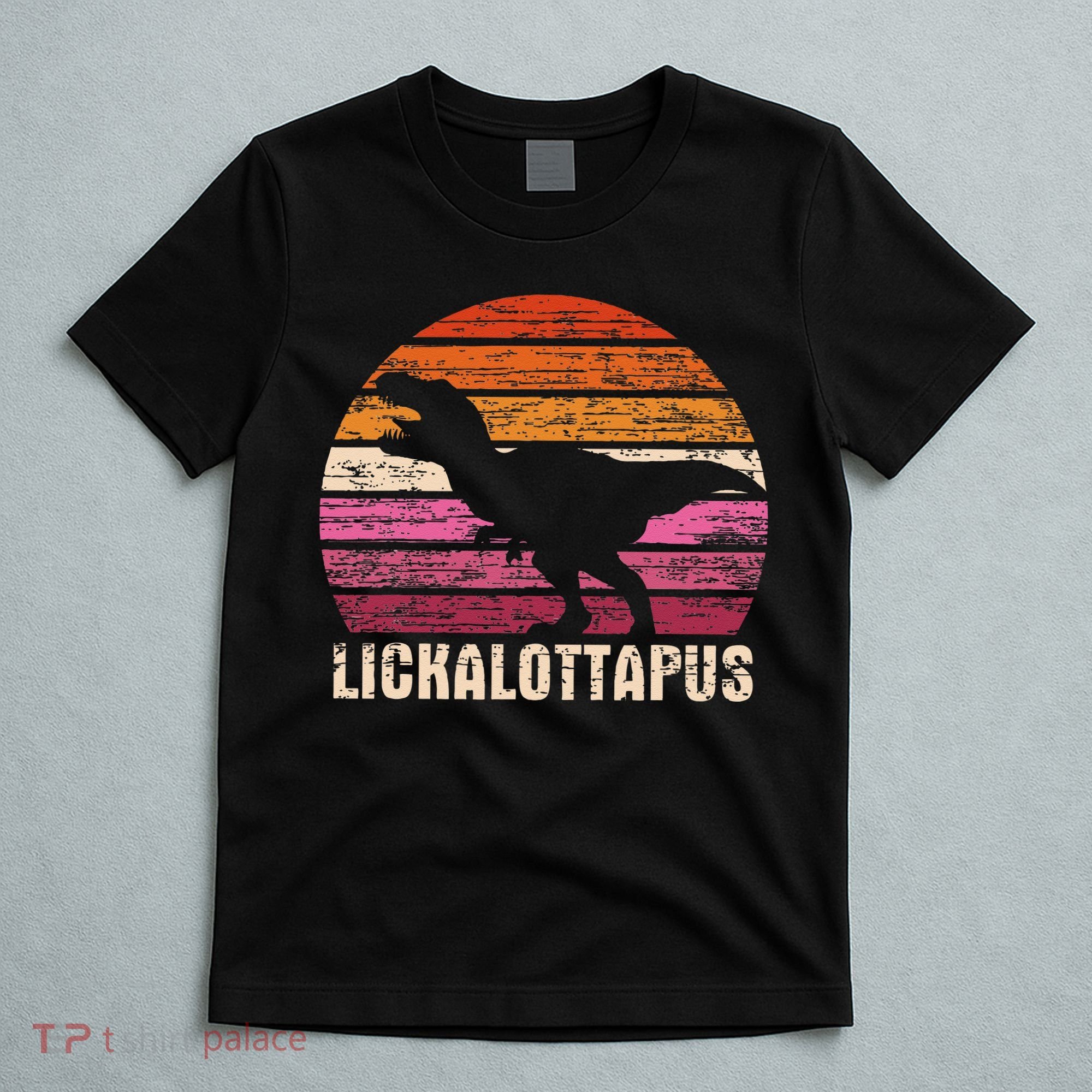 Funny Lesbian Lickalottapus Dinosaurs LGBTQ Pride Flag Retro T-Shirt