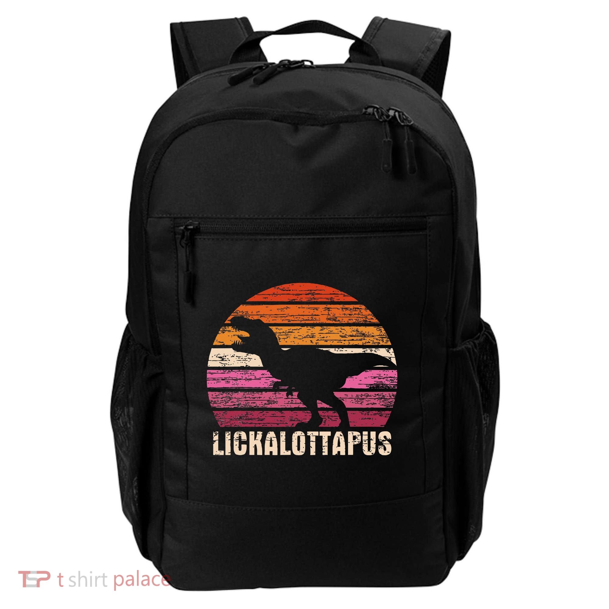 Funny Lesbian Lickalottapus Dinosaurs LGBTQ Pride Flag Retro Backpack