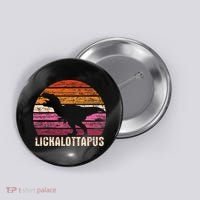 Funny Lesbian Lickalottapus Dinosaurs LGBTQ Pride Flag Retro Button thumb 0