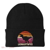 Funny Lesbian Lickalottapus Dinosaurs LGBTQ Pride Flag Retro Beanie thumb 0