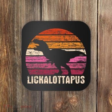 Funny Lesbian Lickalottapus Dinosaurs LGBTQ Pride Flag Retro Coaster