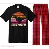 Funny Lesbian Lickalottapus Dinosaurs LGBTQ Pride Flag Retro Pajama Set thumb 0
