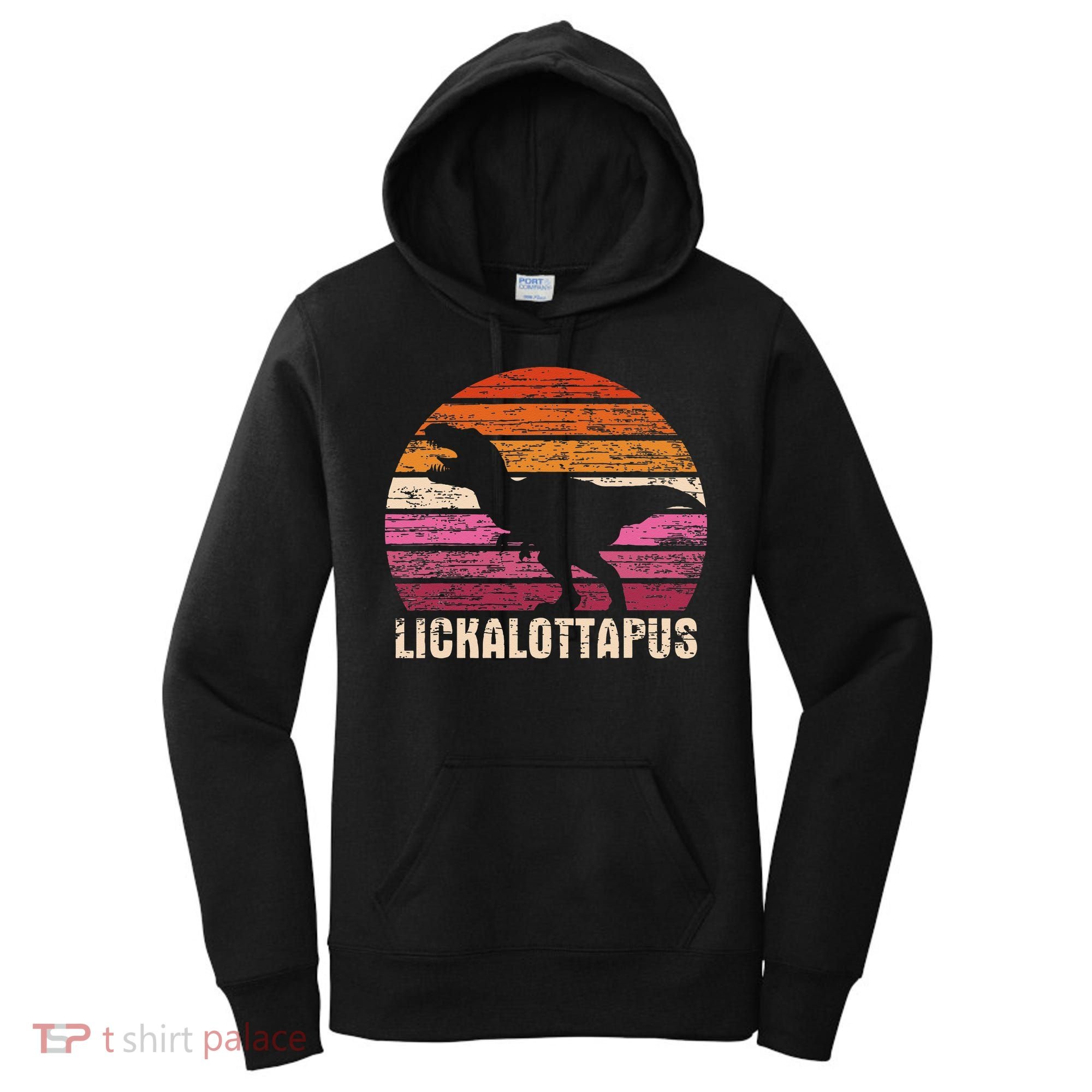 Funny Lesbian Lickalottapus Dinosaurs LGBTQ Pride Flag Retro Women's Hoodie