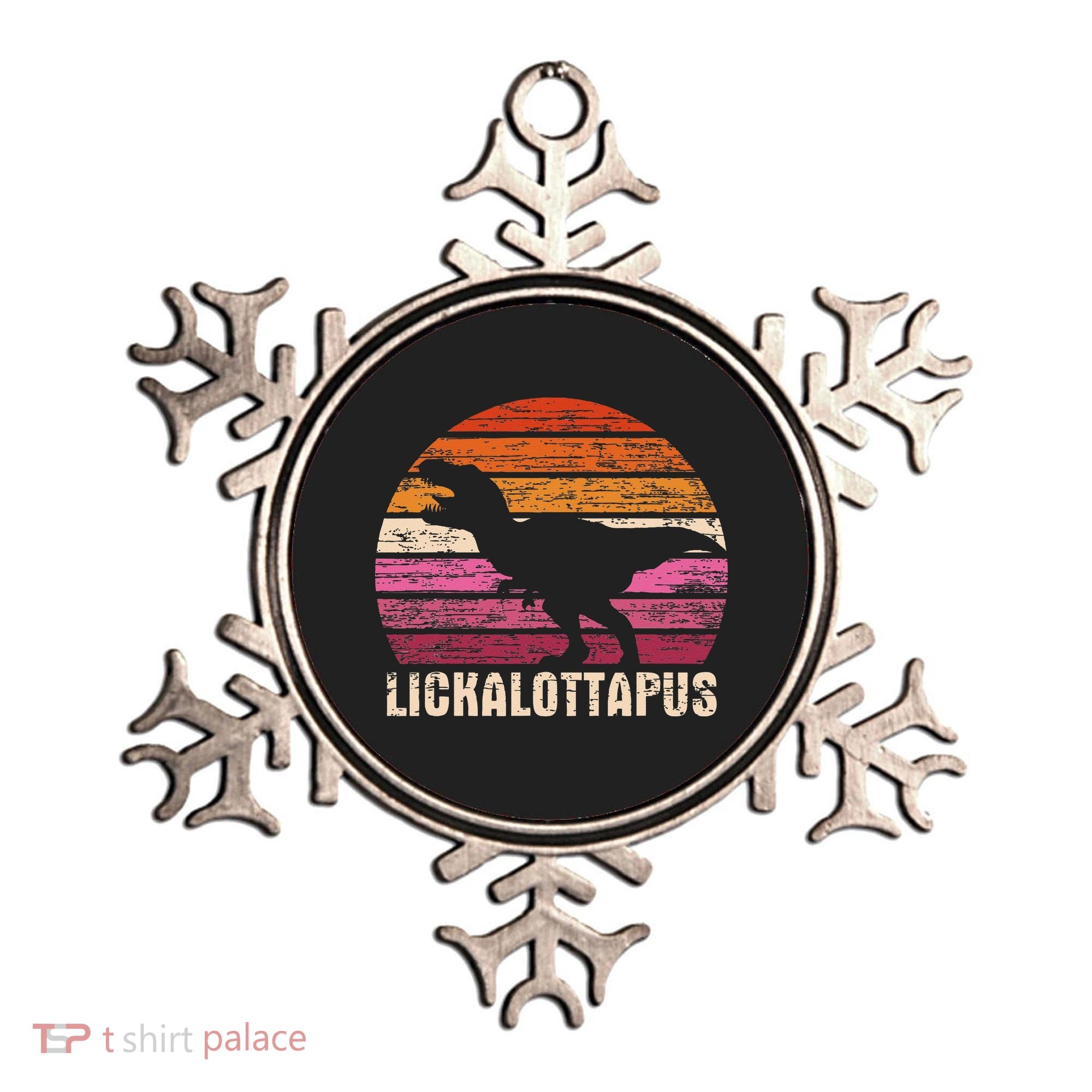 Funny Lesbian Lickalottapus Dinosaurs LGBTQ Pride Flag Retro Ornament