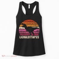 Funny Lesbian Lickalottapus Dinosaurs LGBTQ Pride Flag Retro Women's Tank Top thumb 0