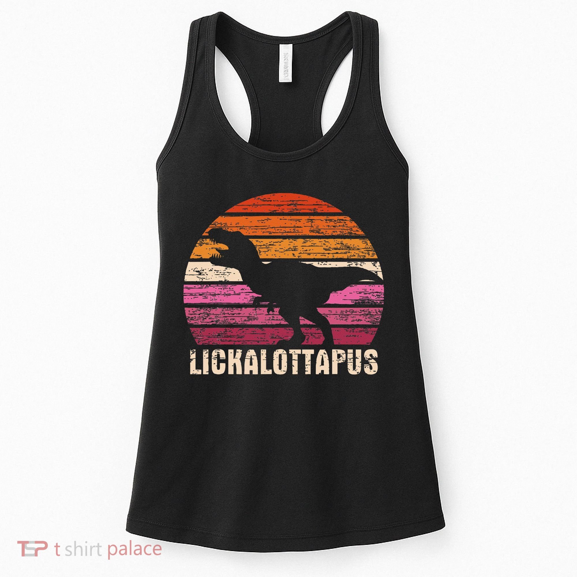 Funny Lesbian Lickalottapus Dinosaurs LGBTQ Pride Flag Retro Women's Tank Top