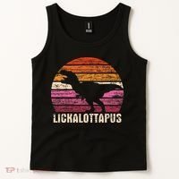 Funny Lesbian Lickalottapus Dinosaurs LGBTQ Pride Flag Retro Tank Top thumb 2
