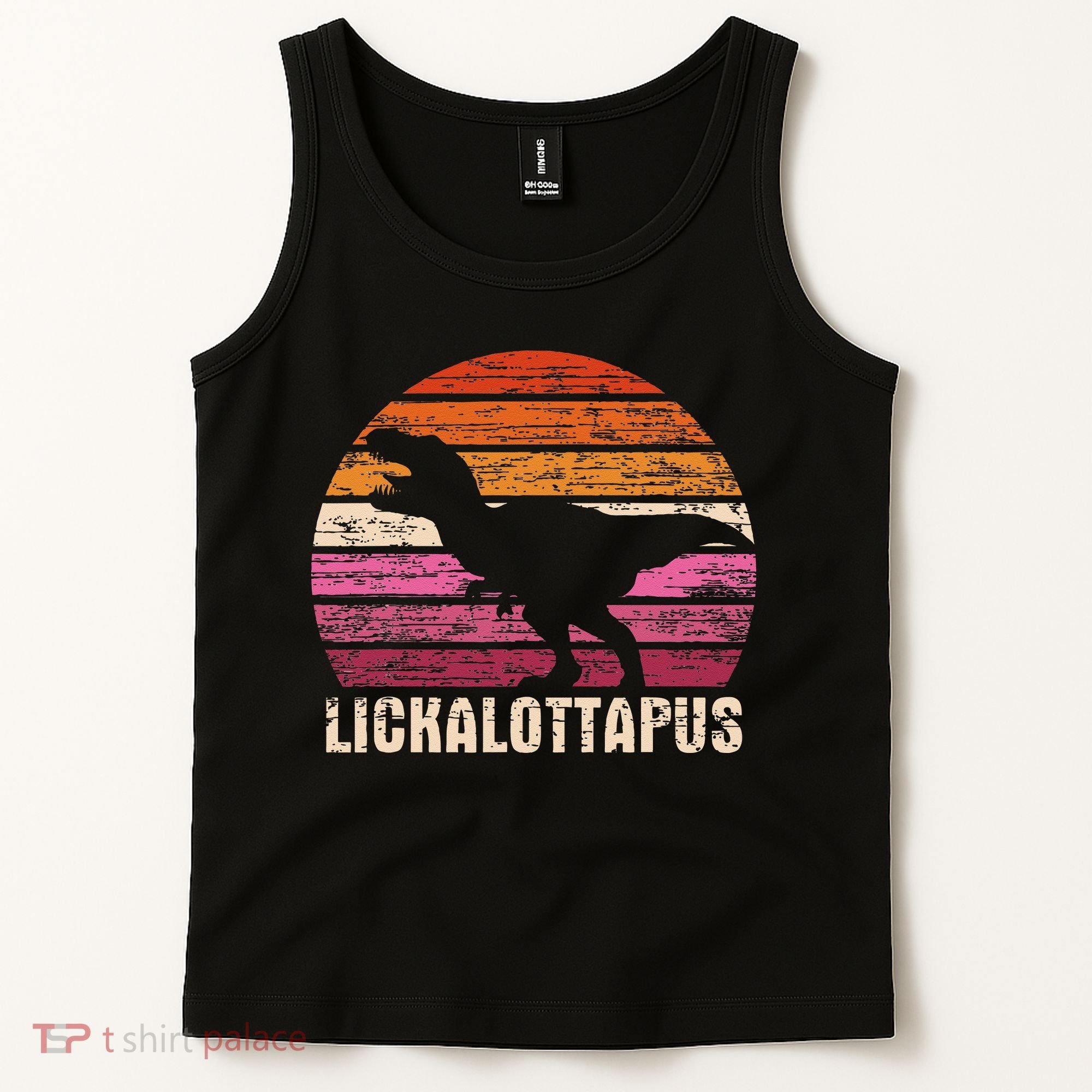 Funny Lesbian Lickalottapus Dinosaurs LGBTQ Pride Flag Retro Tank Top