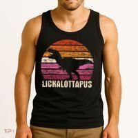 Funny Lesbian Lickalottapus Dinosaurs LGBTQ Pride Flag Retro Tank Top thumb 3