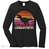 Funny Lesbian Lickalottapus Dinosaurs LGBTQ Pride Flag Retro Women's Long Sleeve Shirt thumb 0