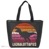 Funny Lesbian Lickalottapus Dinosaurs LGBTQ Pride Flag Retro Tote Bag thumb 0