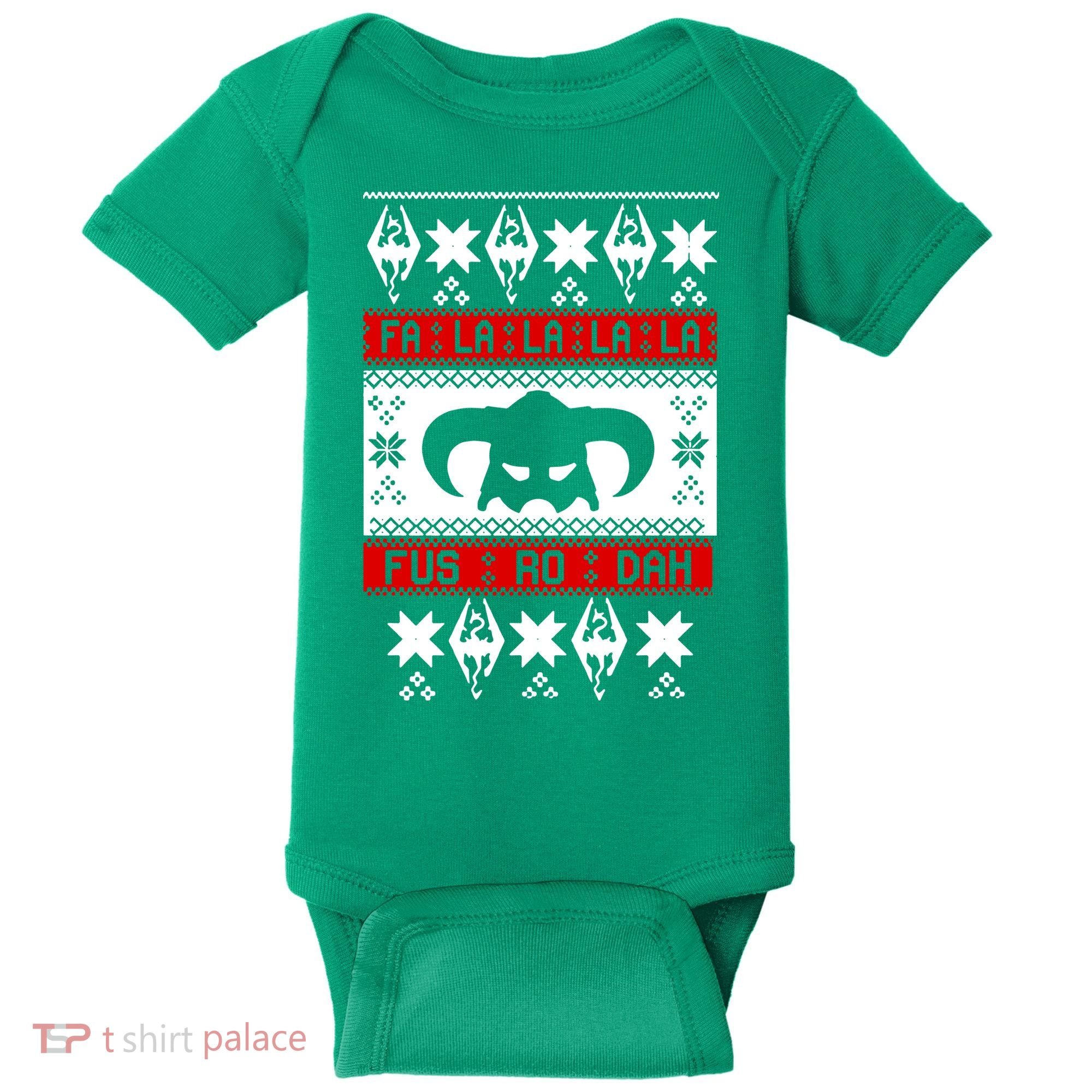 Fa La La La La Fus RO Dah Ugly Christmas Baby Bodysuit