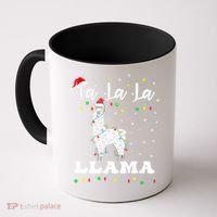 Fa La La Llama Christmas Lamma Lama Tree Lights Santa Family Cool Gift Coffee Mug thumb 0