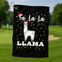 Fa La La Llama Christmas Lamma Lama Tree Lights Santa Family Cool Gift Golf Towel thumb 1