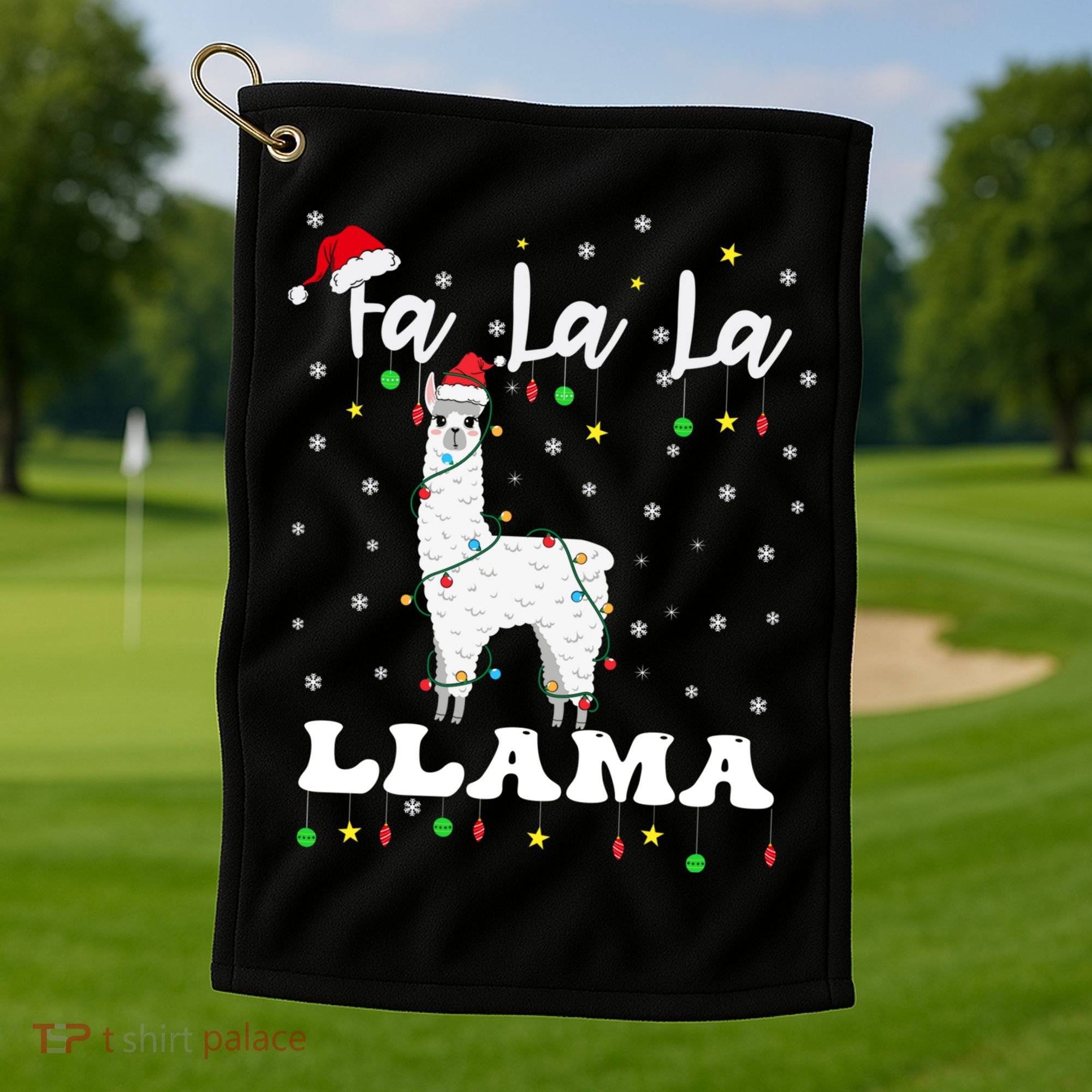 Fa La La Llama Christmas Lamma Lama Tree Lights Santa Family Cool Gift Golf Towel