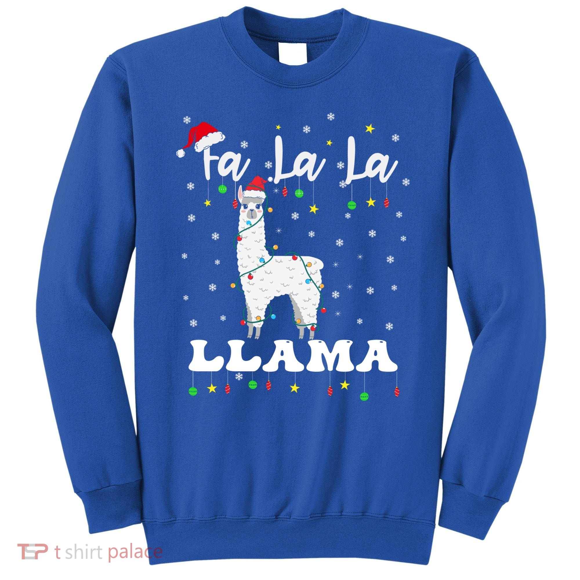 Fa La La Llama Christmas Lamma Lama Tree Lights Santa Family Cool Gift Sweatshirt