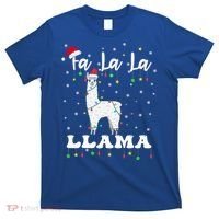 Fa La La Llama Christmas Lamma Lama Tree Lights Santa Family Cool Gift T-Shirt thumb 0