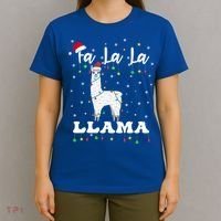 Fa La La Llama Christmas Lamma Lama Tree Lights Santa Family Cool Gift T-Shirt thumb 4