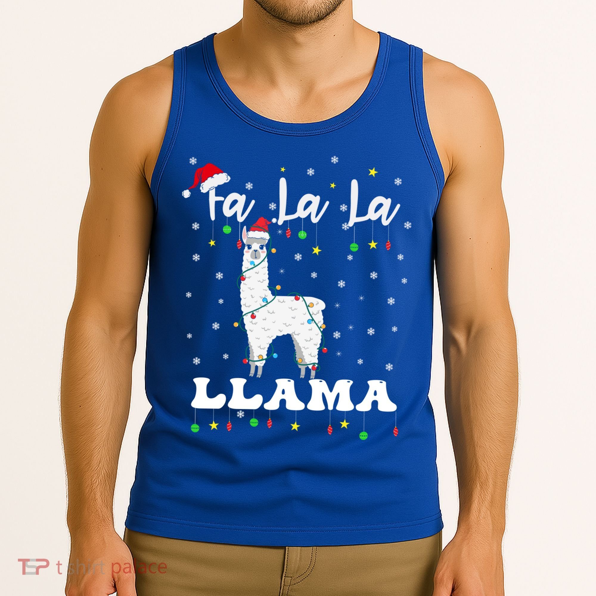 Fa La La Llama Christmas Lamma Lama Tree Lights Santa Family Cool Gift Tank Top