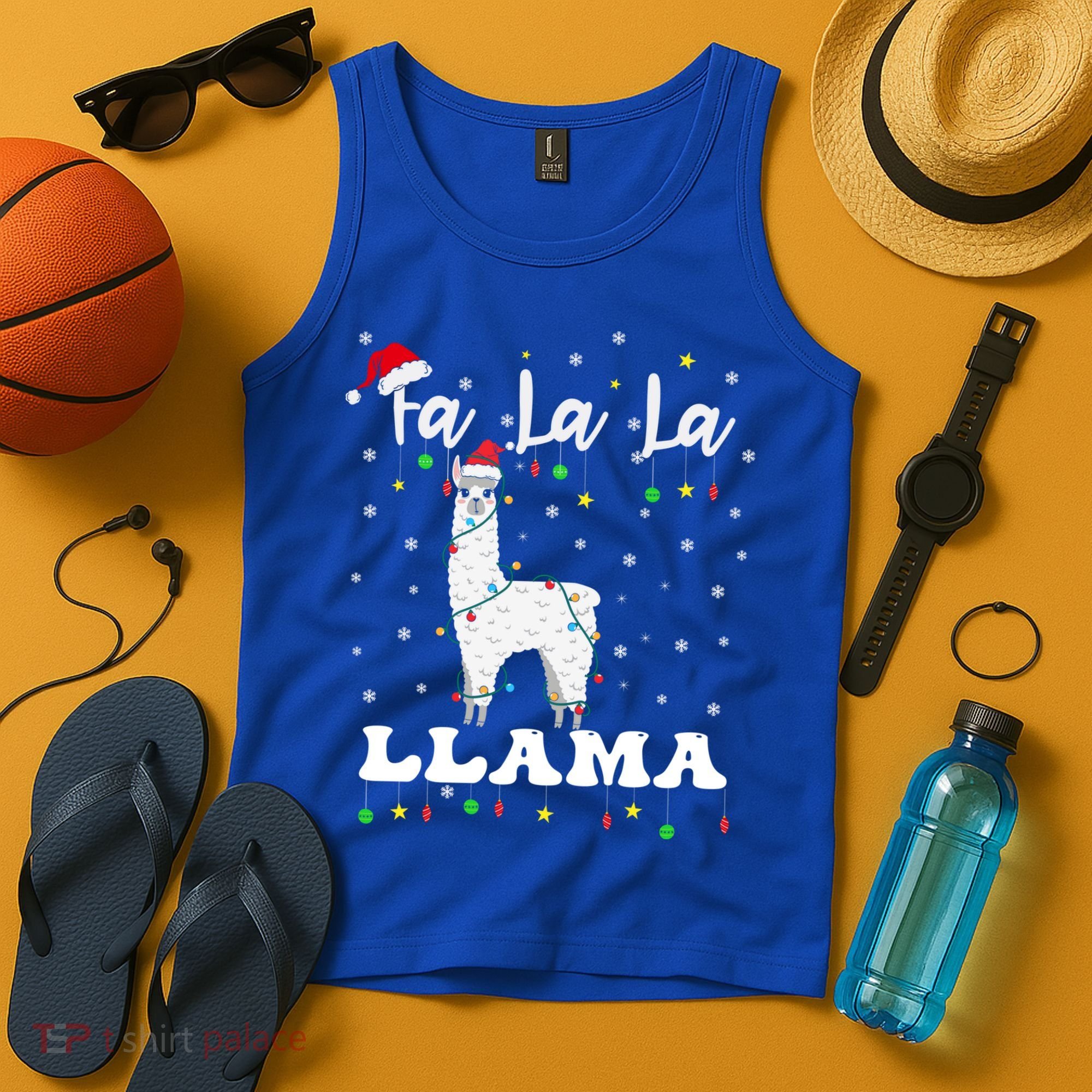 Fa La La Llama Christmas Lamma Lama Tree Lights Santa Family Cool Gift Tank Top
