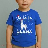 Fa La La Llama Christmas Lamma Lama Tree Lights Santa Family Cool Gift Toddler T-Shirt thumb 2