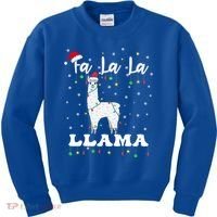 Fa La La Llama Christmas Lamma Lama Tree Lights Santa Family Cool Gift Kids Sweatshirt thumb 0
