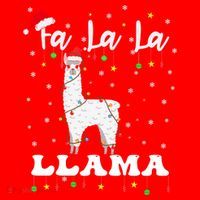 Fa La La Llama Christmas Lamma Lama Tree Lights Santa Family Cool Gift Santa Hat thumb 1