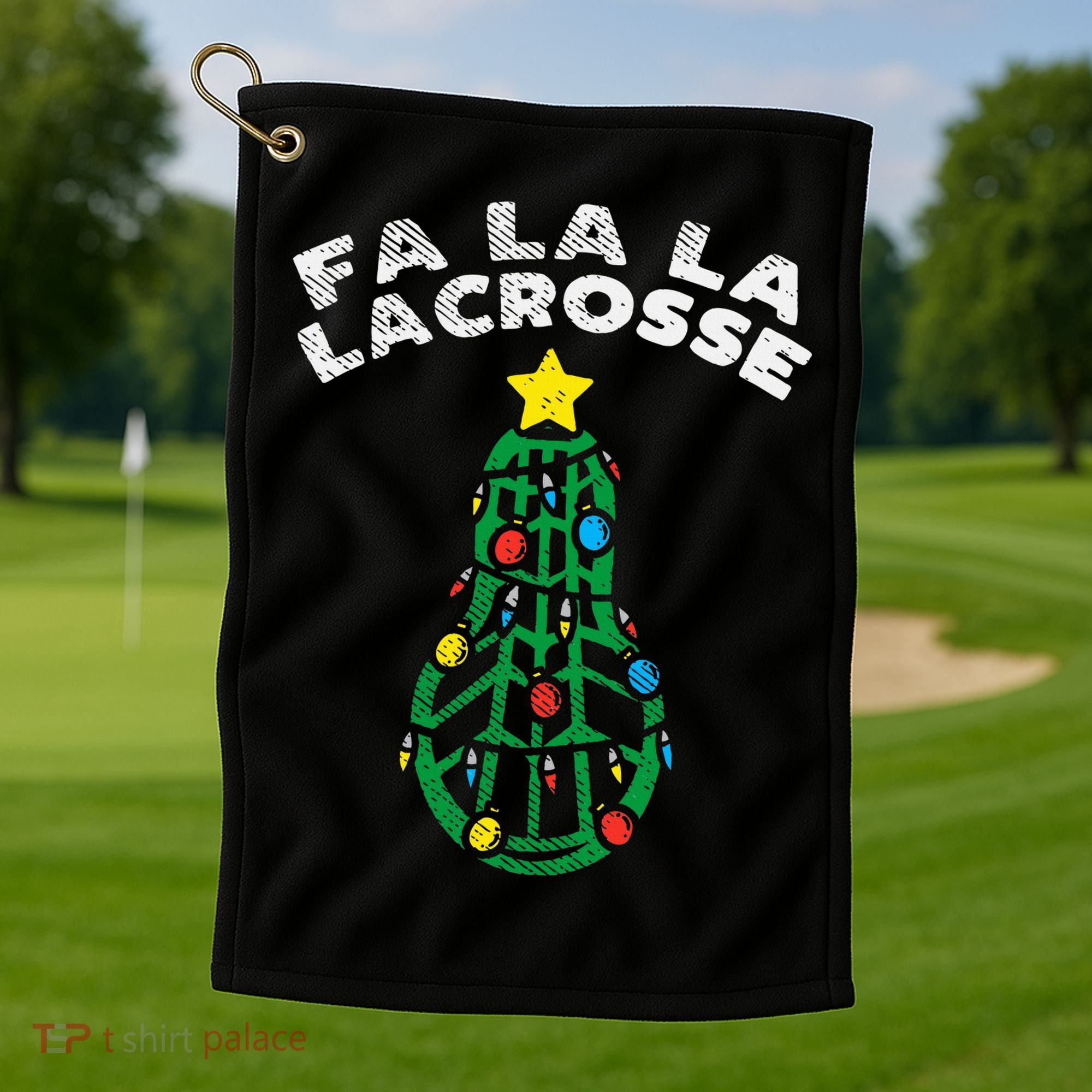 Fa La Lacrosse Christmas Lax Player Goalie Team Golf Towel