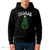 Fa La Lacrosse Christmas Lax Player Goalie Team Kids Hoodie thumb 4