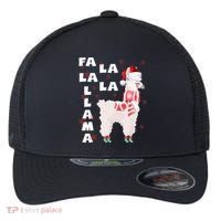 Fa La La Llama Santa Christmas Funny Gift Xmas Flexfit Unipanel Trucker Cap thumb 0